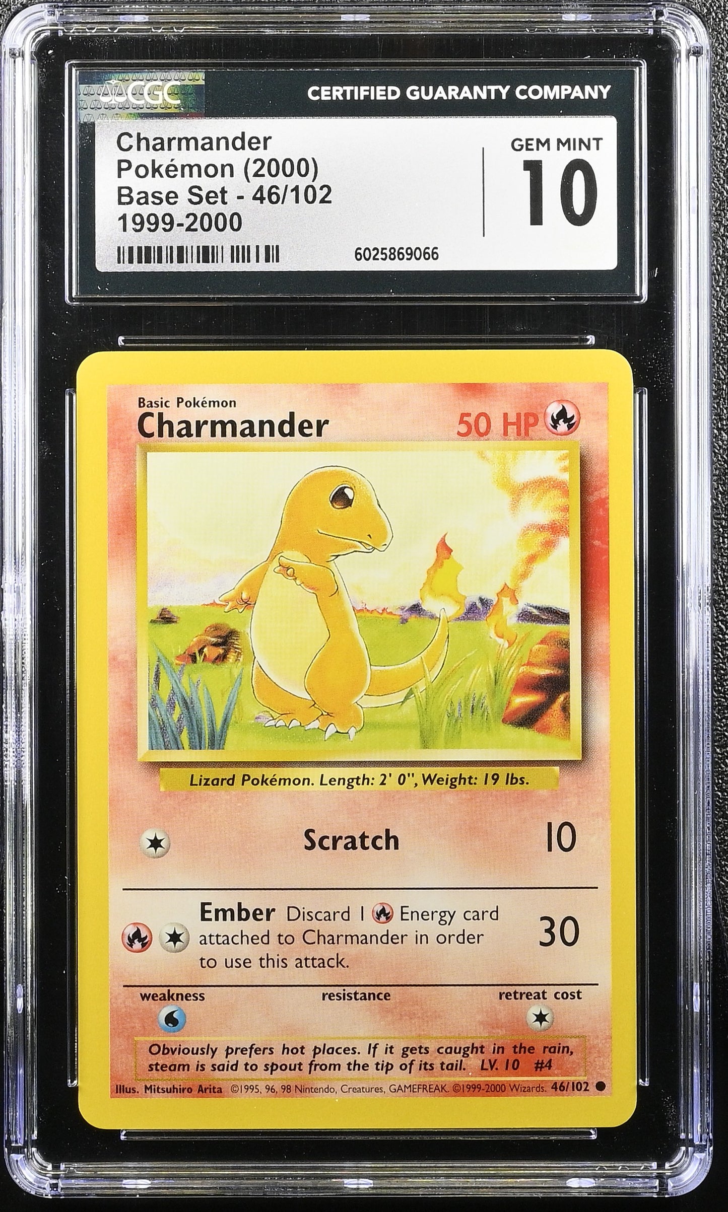 CGC 10 Charmander 046/102 Base Set Regular Graded Card - 84 POP in a CGC 10