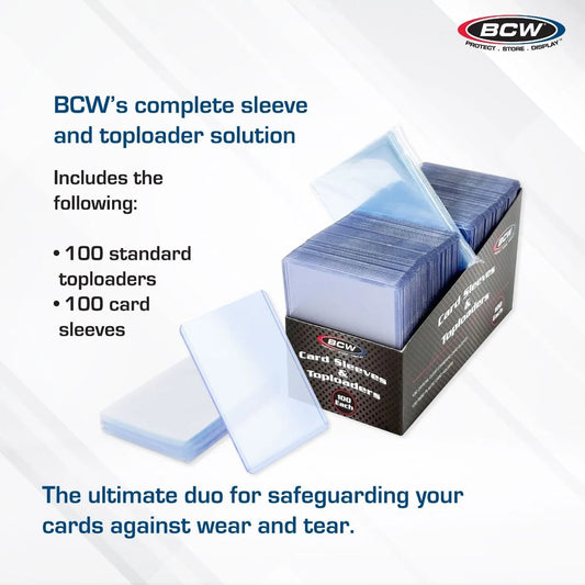 100 Toploaders + 100 Sleeves Combo Pack – Best Value Protection Kit