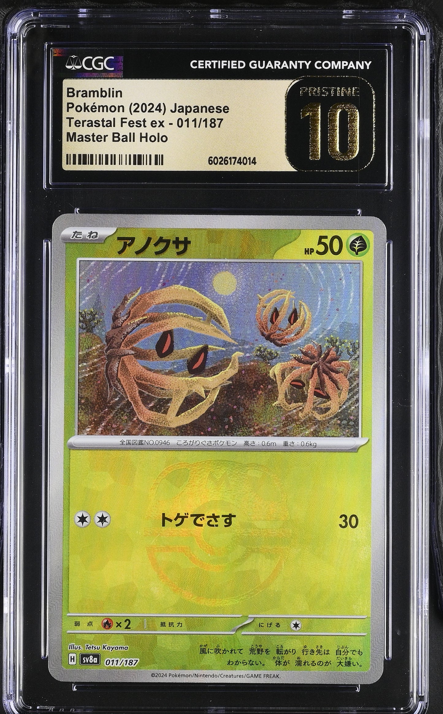 CGC 10 Bramblin (Master Ball ) 011/187 Sv8a: Terastal Fest Ex Holo (Japanese)