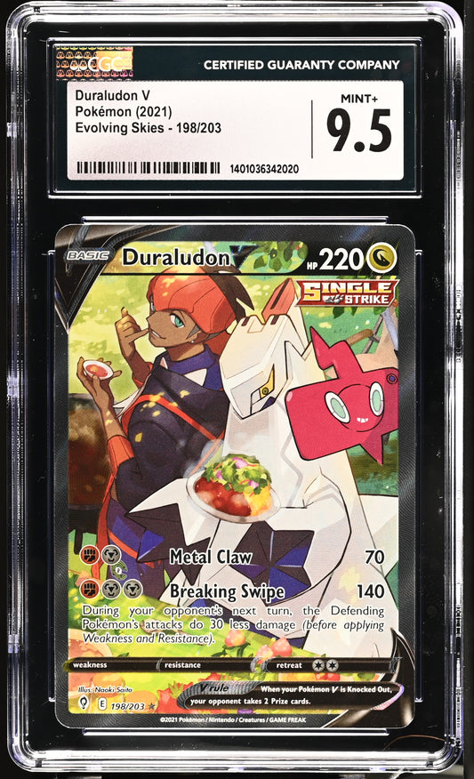 CGC 9.5 GEM Duraludon V (Alternate Full Art) 198/203 Swsh07: Evolving Skies Holo