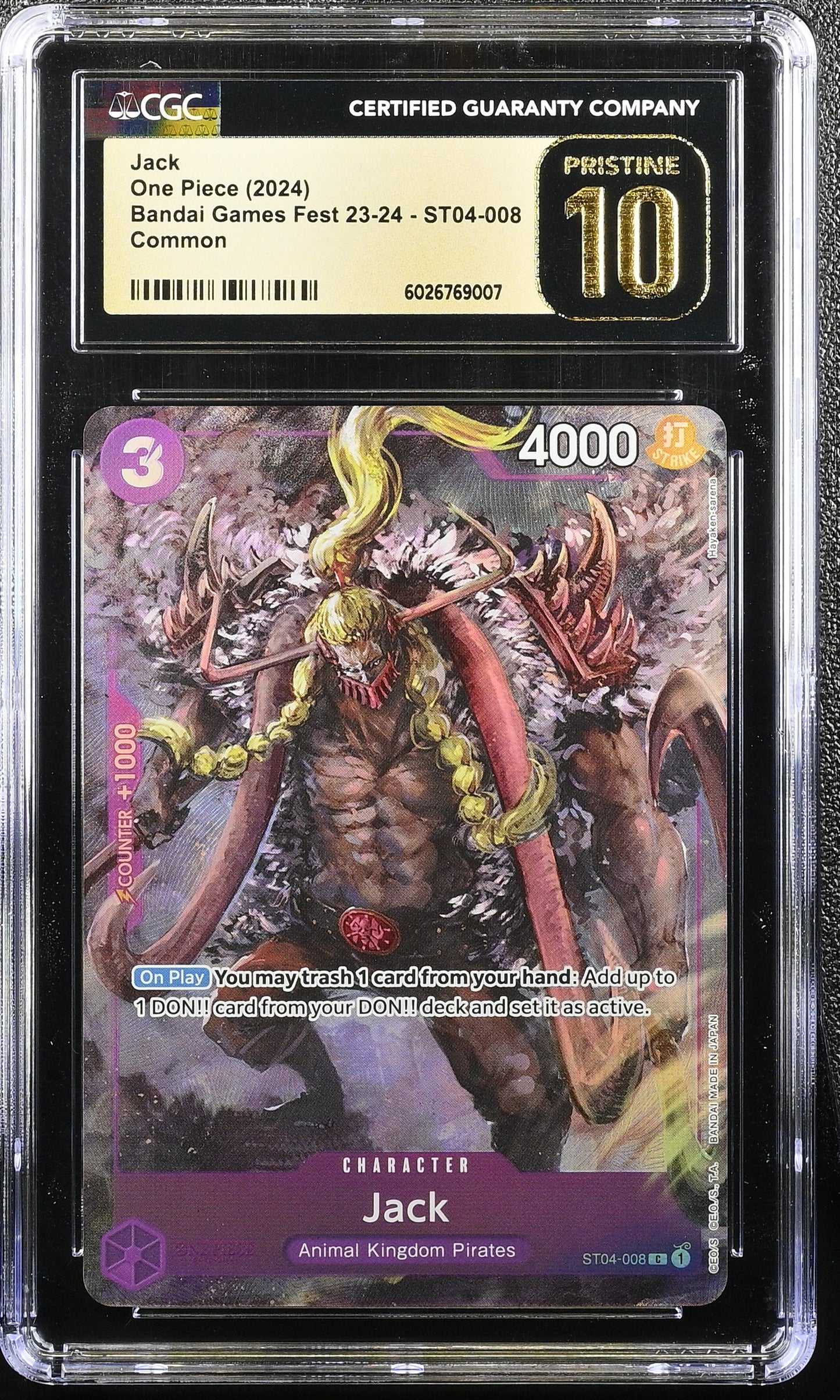 CGC 10 PRISTINE One Piece Card Game Jack Kaido BANDAI CARD GAMES Fest 23-24