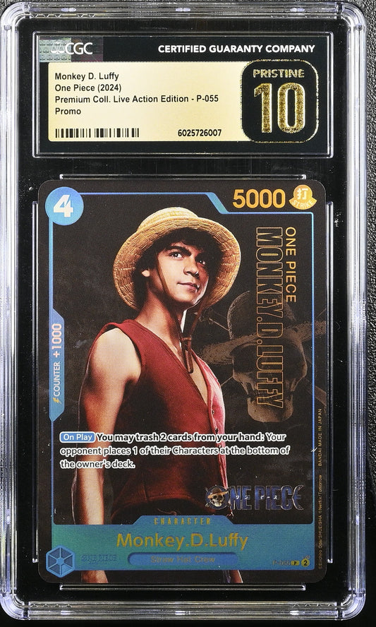 CGC PRISTINE 10 Monkey.D.Luffy (055) One Piece Premium Card Collection