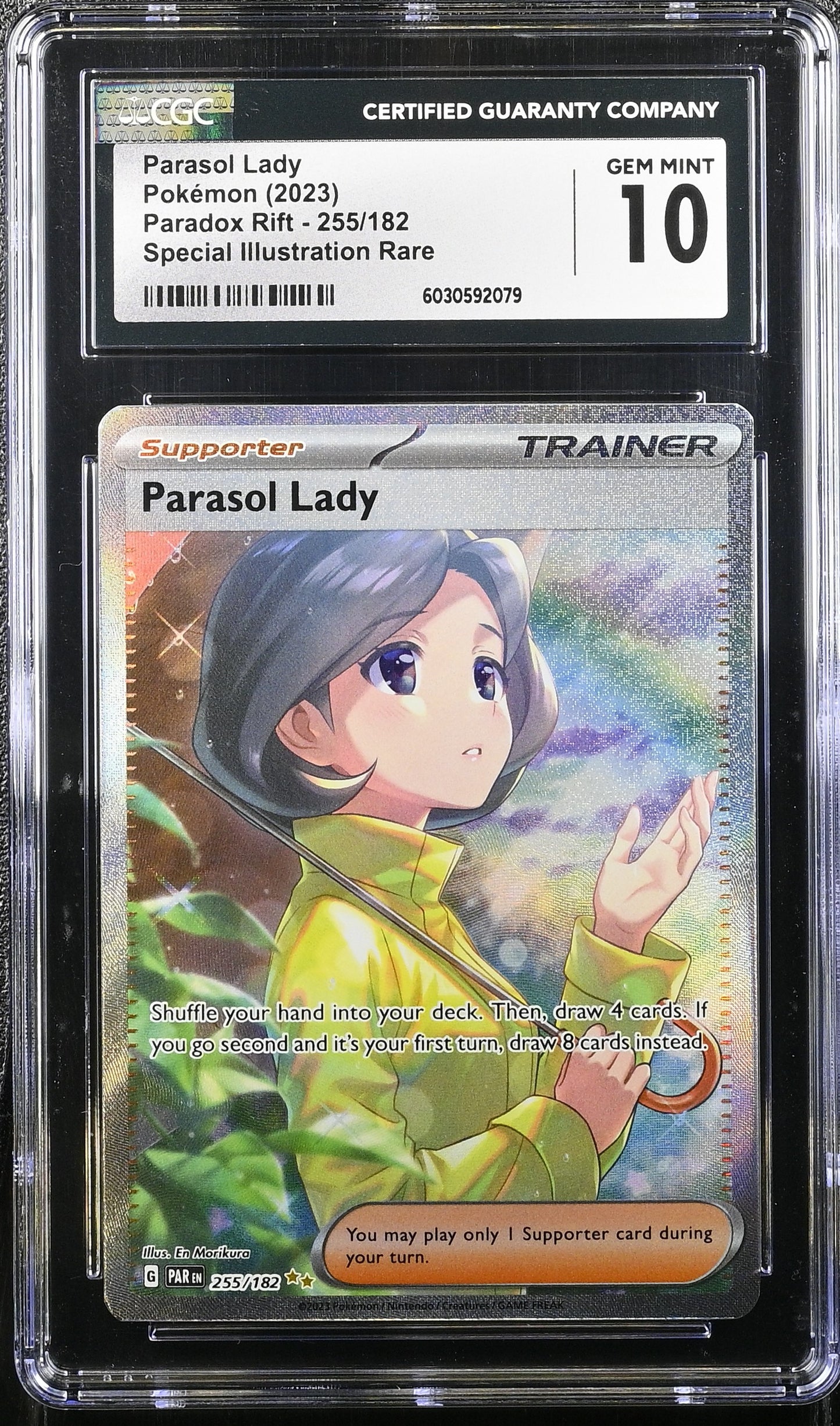 CGC 10 Gem Mint Parasol Lady 255/182 Sv04: Paradox Rift Holo Graded Card
