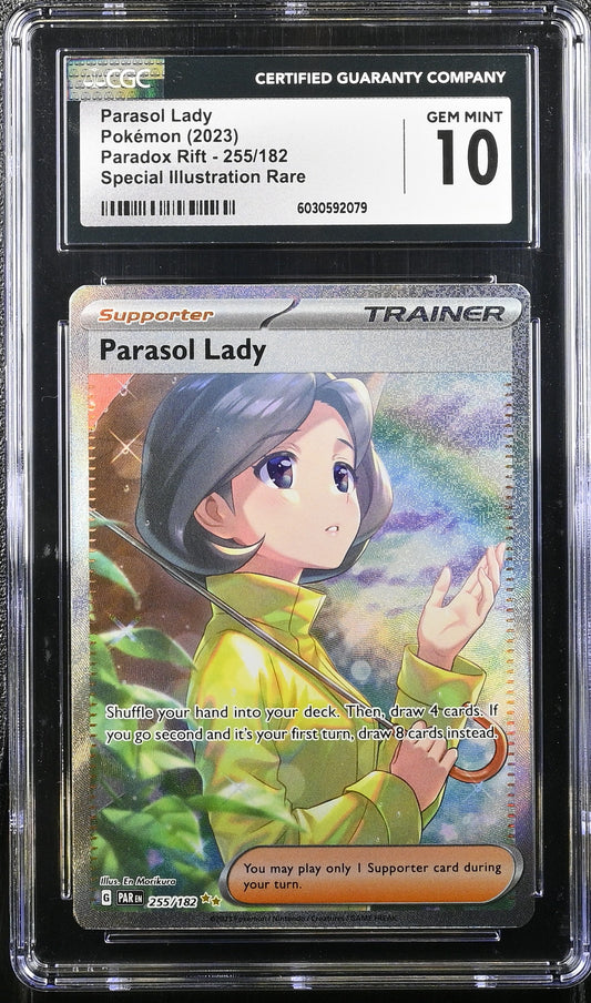 CGC 10 Gem Mint Parasol Lady 255/182 Sv04: Paradox Rift Holo Graded Card
