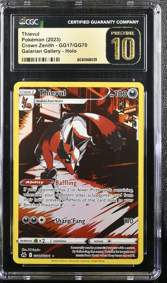 CGC PRISTINE 10 Thievul GG17/GG70 Crown Zenith: Galarian Gallery Holo Graded