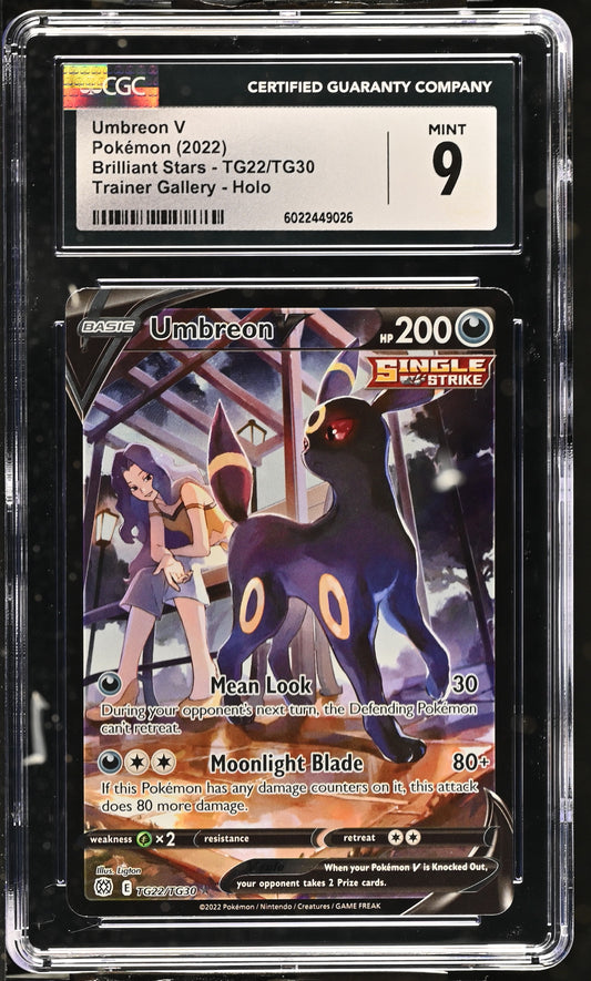 CGC 9 Umbreon V TG22/TG30 Swsh09: Brilliant Stars Trainer Gallery Holo Graded